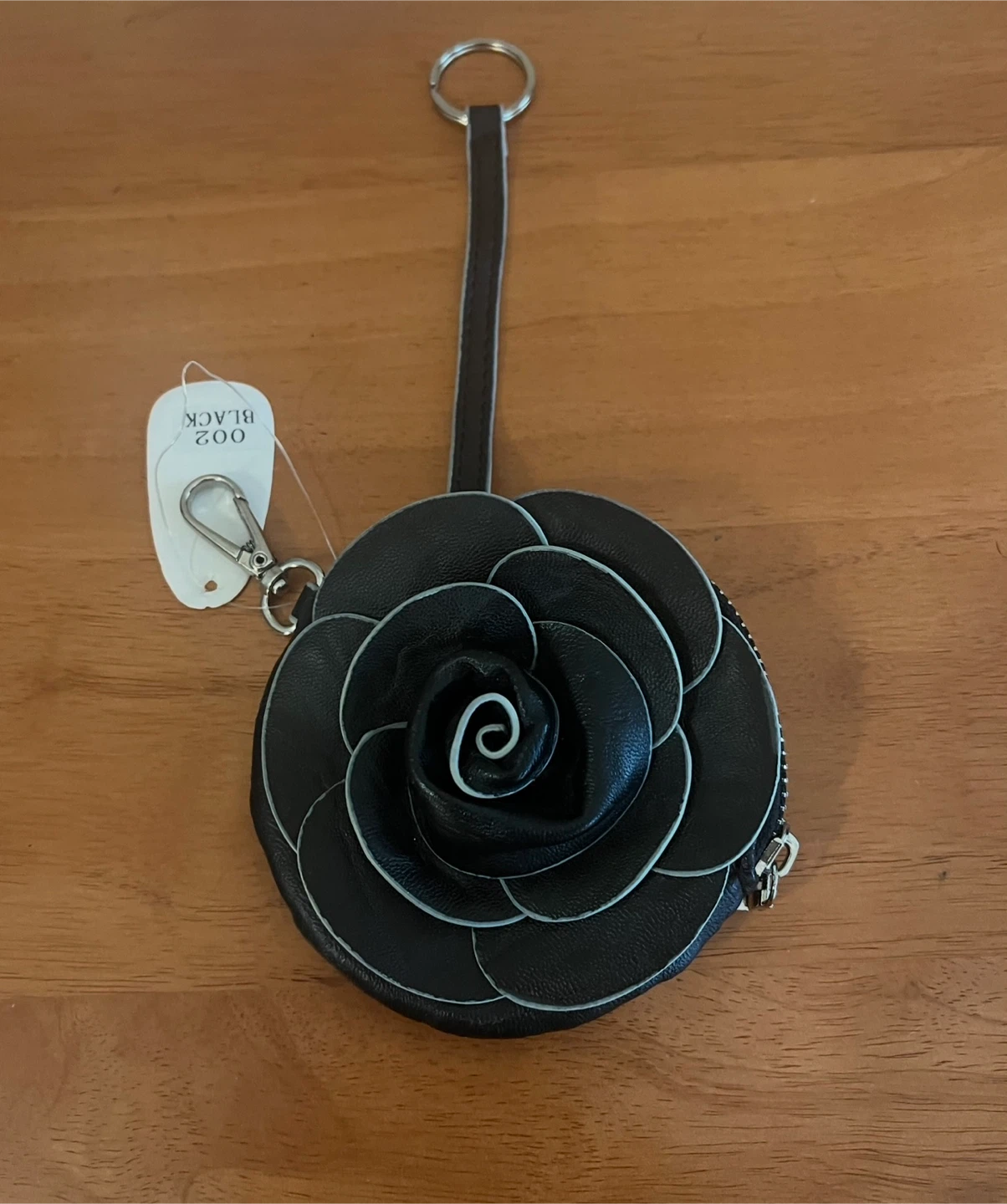 Black Rose Coin Purse with Keychain