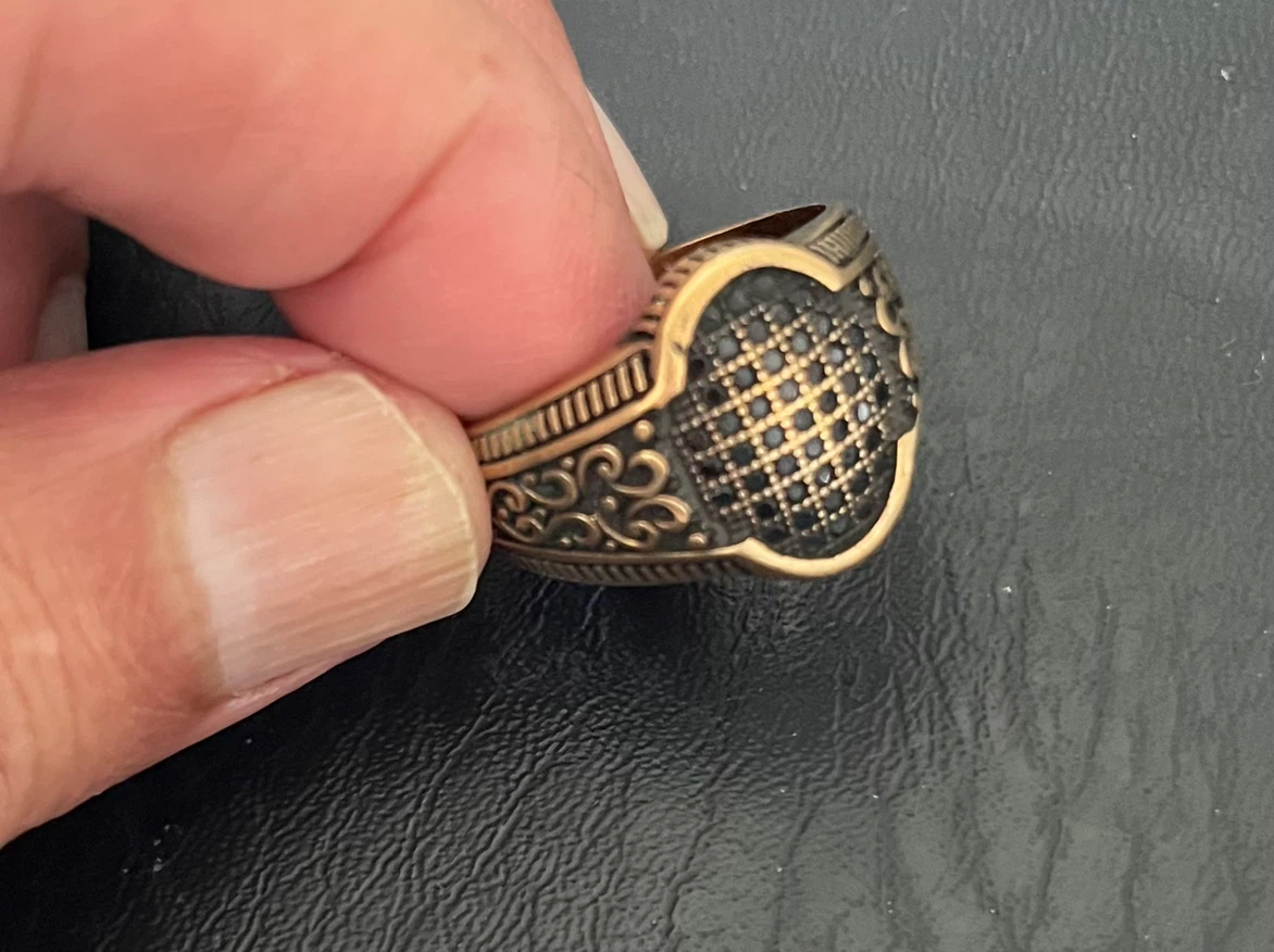 Men's Ornate Turikish Ring with Black Stones - photo 4