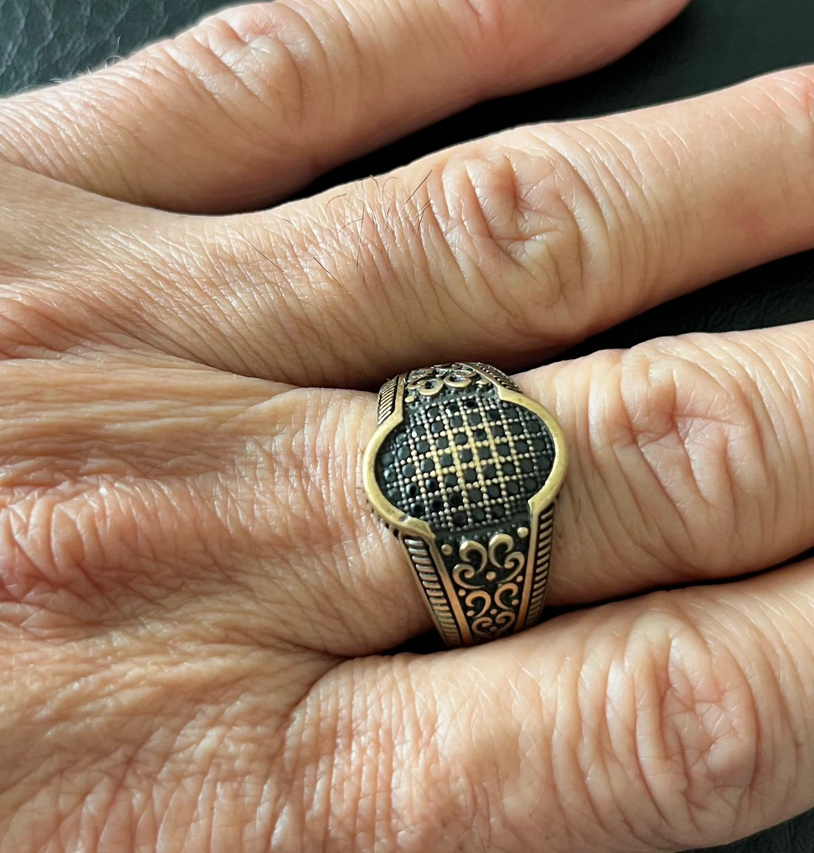 Men's Ornate Turikish Ring with Black Stones - photo 5