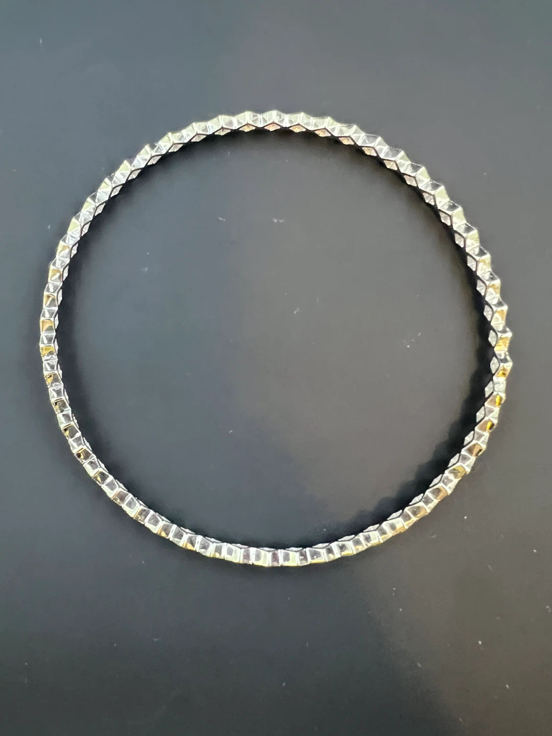 New 925 Sterling Silver CZ Geometric Bangle Bracelet - photo 3