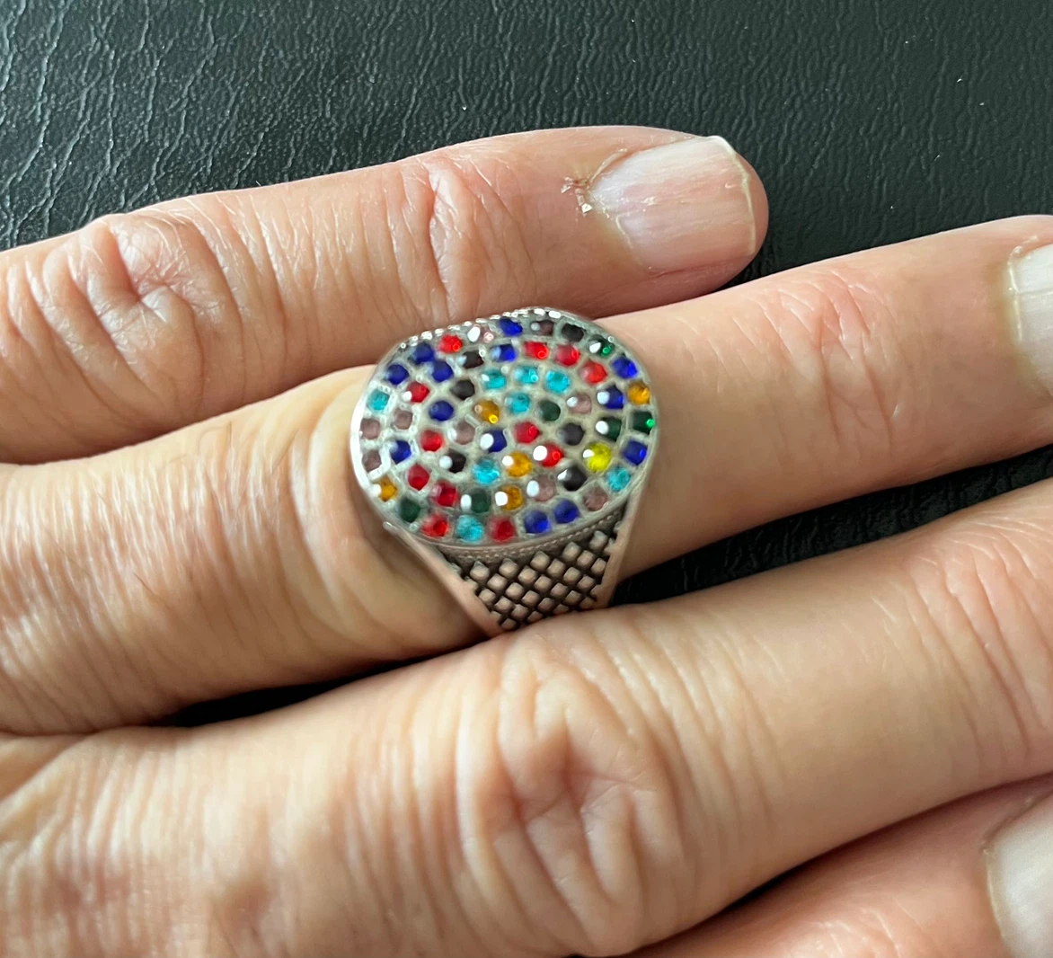 Statement Ring with Colorful Gems - photo 5