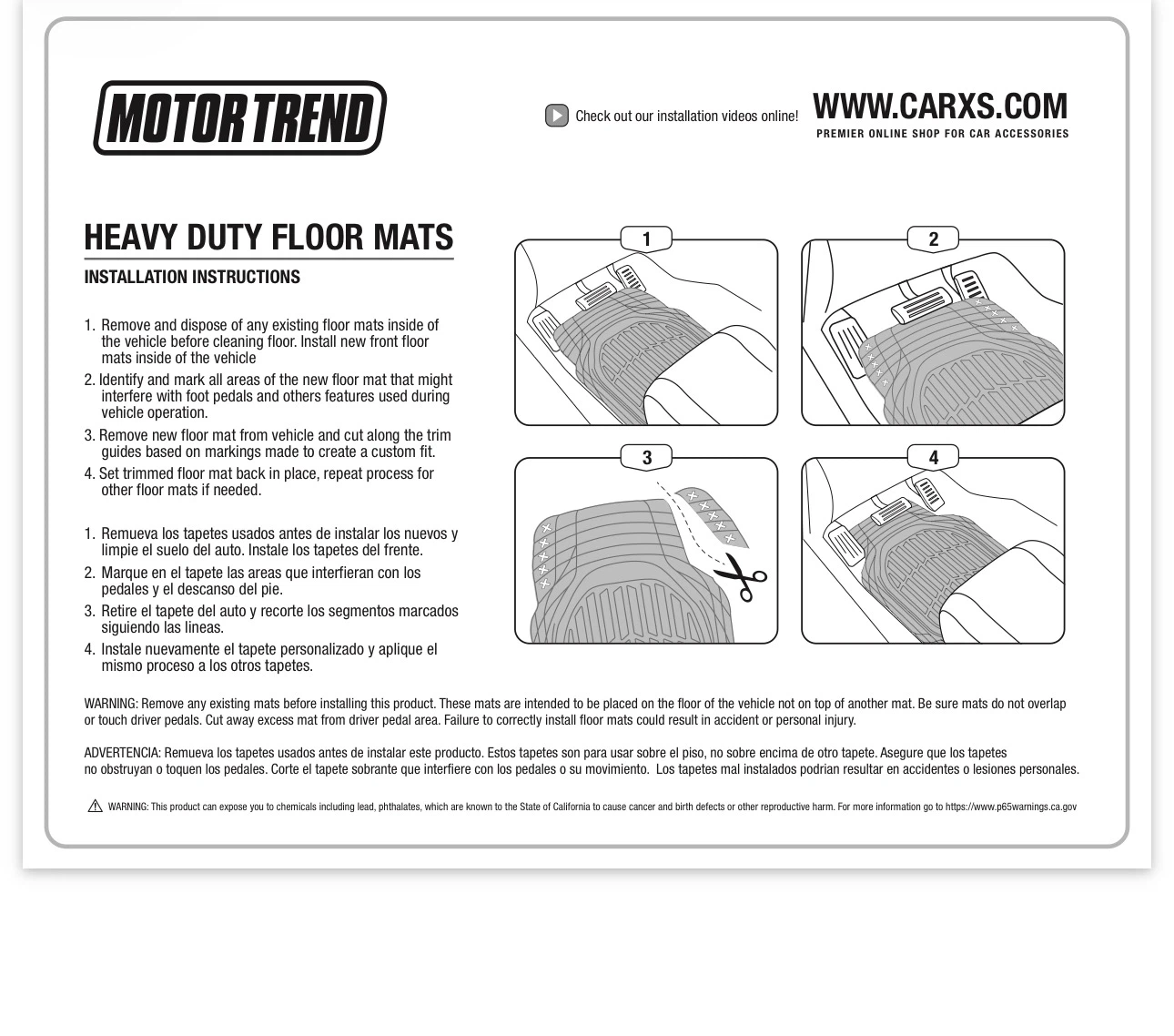 Motor Trend Heavy Duty Car Floor Mats - Black Rubber - photo 2