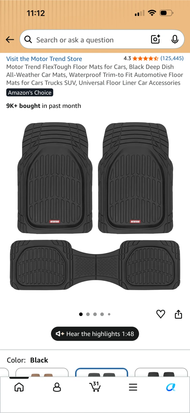 Motor Trend Heavy Duty Car Floor Mats - Black Rubber - photo 3