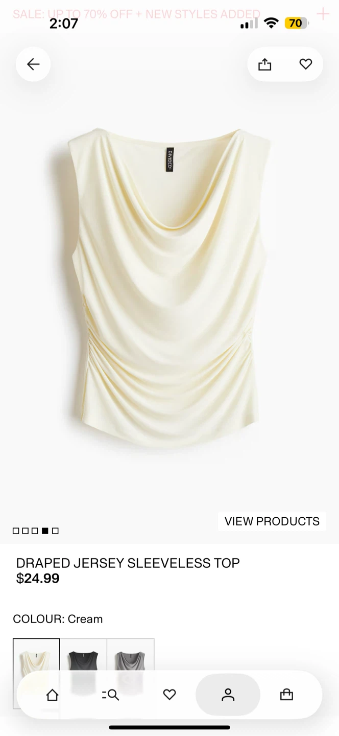 New H&M Draped jersey sleeveless top