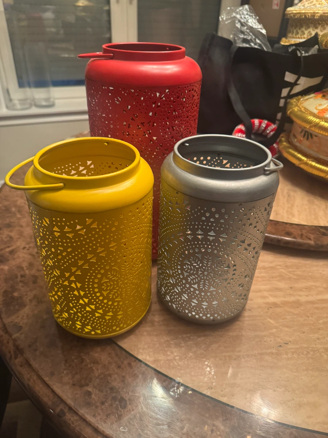 Decorative Metal Lanterns - Set of 3