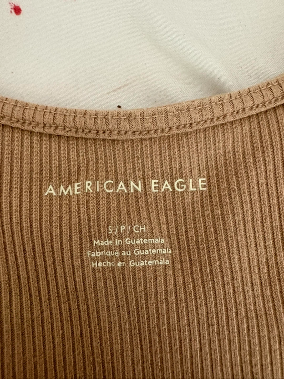 American Eagle Ribbed V-Neck Bodysuit - Tan - photo 2