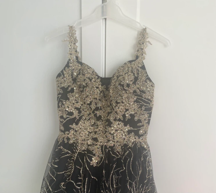 Black and Gold Sequin Party Dress