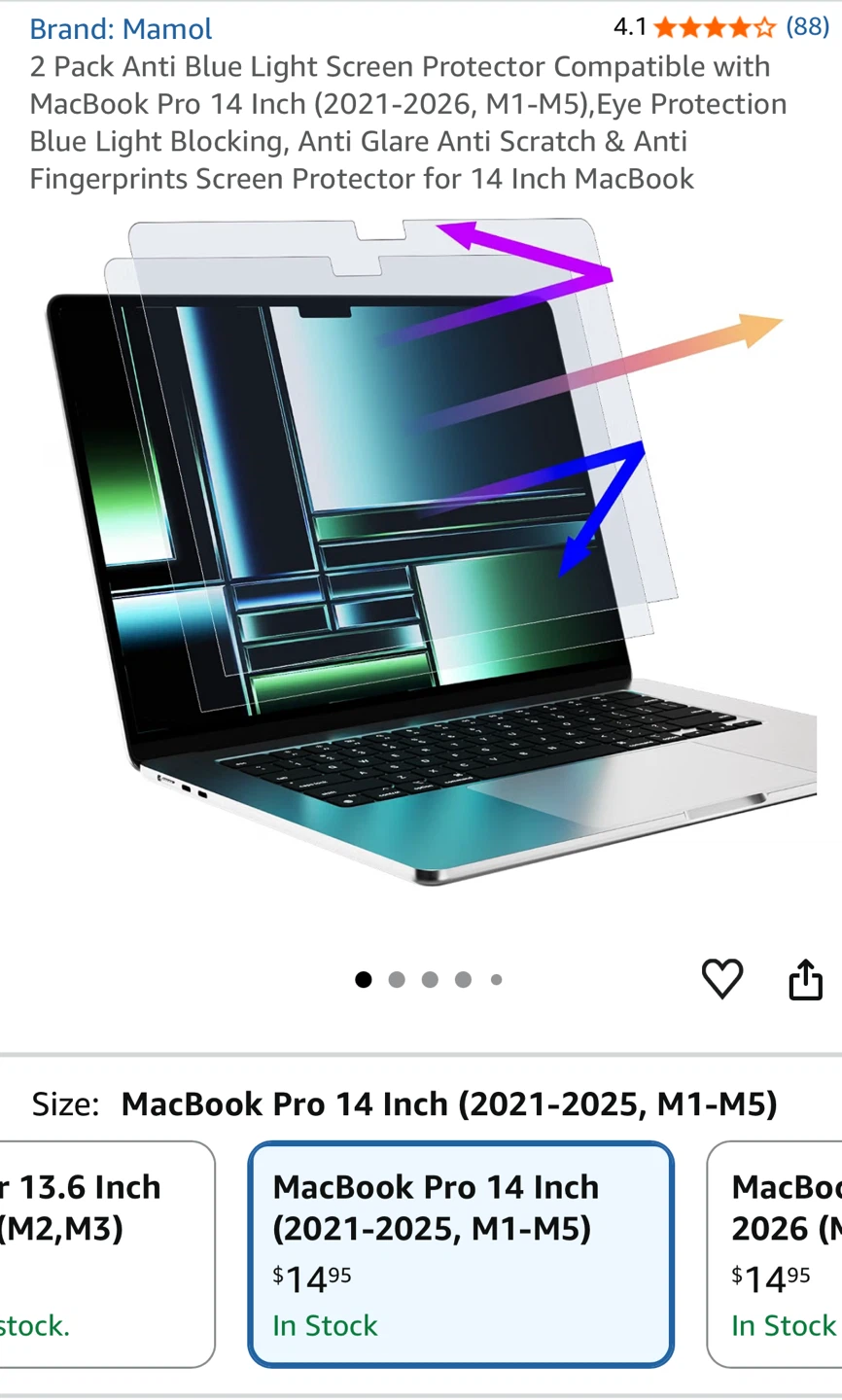 ONE Mamel Professional Screen Protector for 14 inch MacBooks