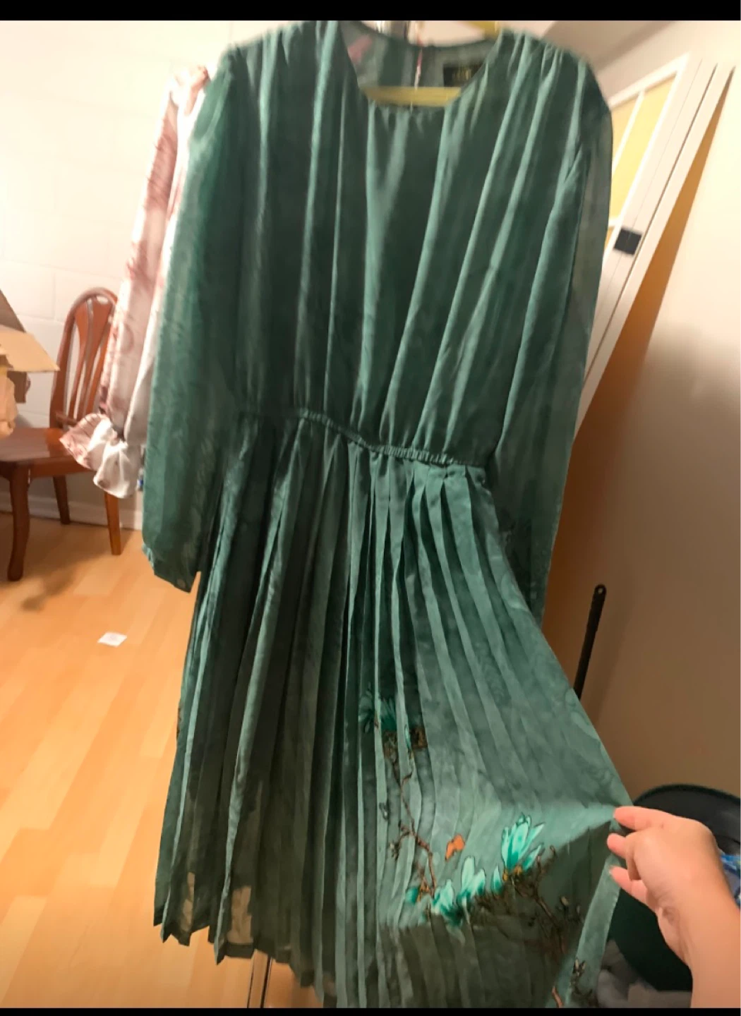 Green Pleated Dress