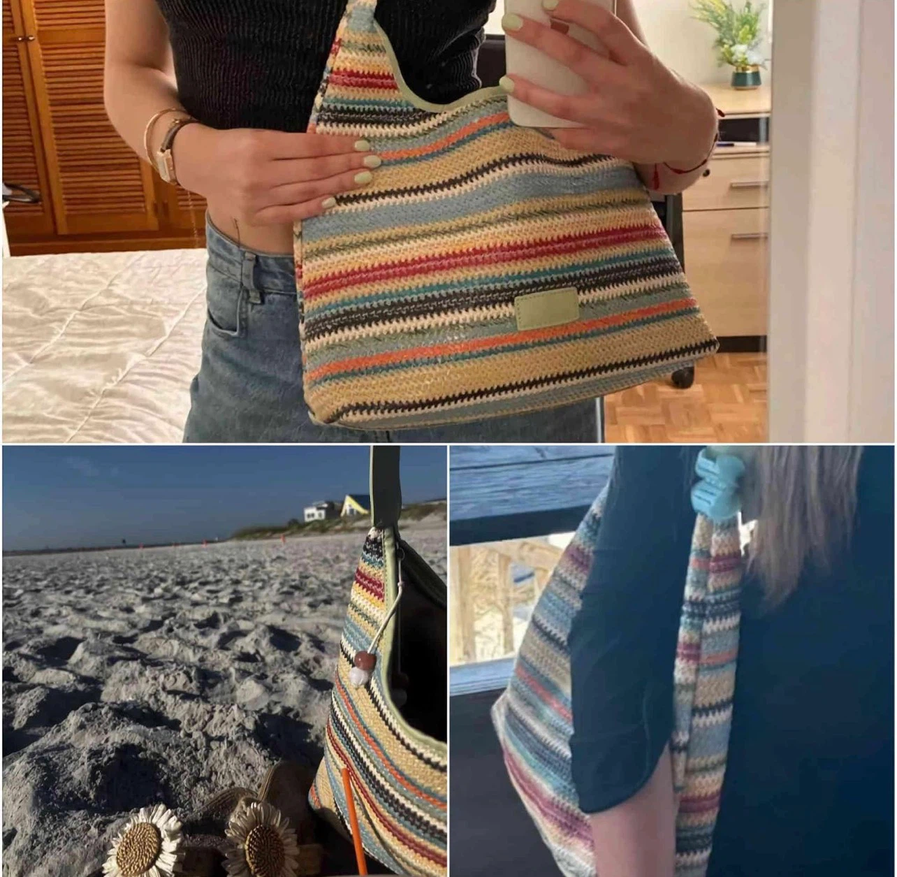 Woven Striped Hobo Bag - photo 2