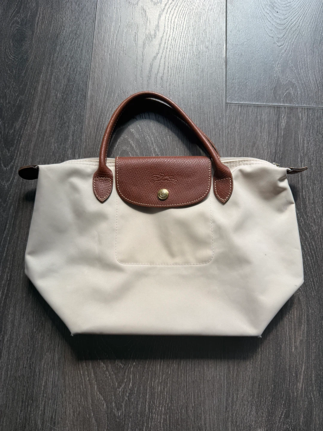 Longchamp Le Pliage Tote Bag model S white beige
