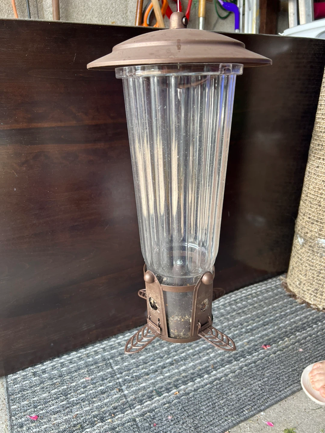 Metal and Clear Plastic Bird Feeder