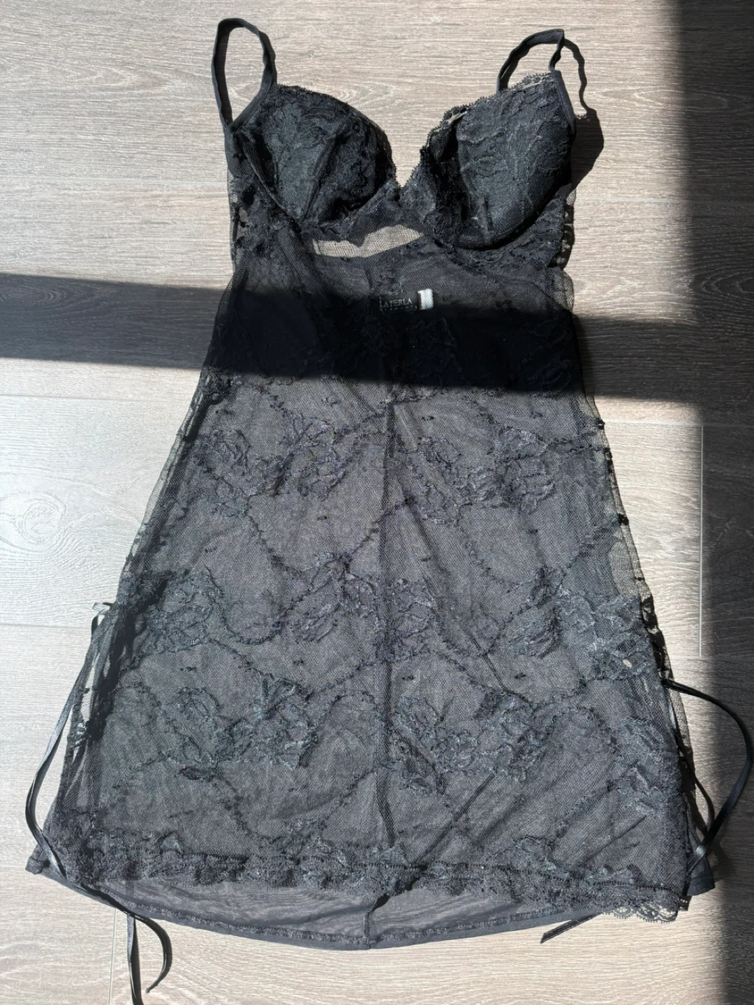 La Perla Black Lace Chemise made in Italy size small cup B/c