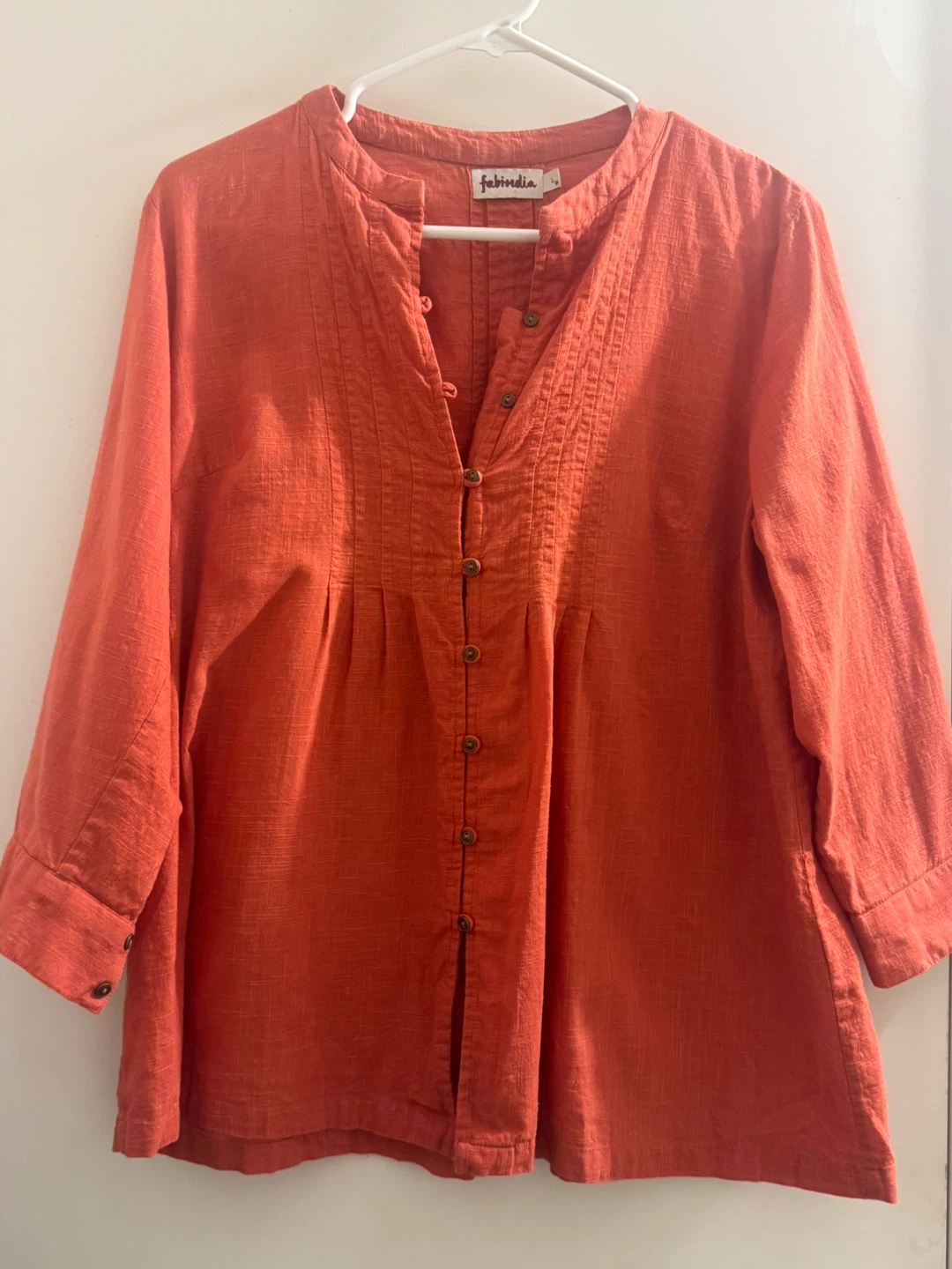 Fabindia Orange Linen Tunic Shirt