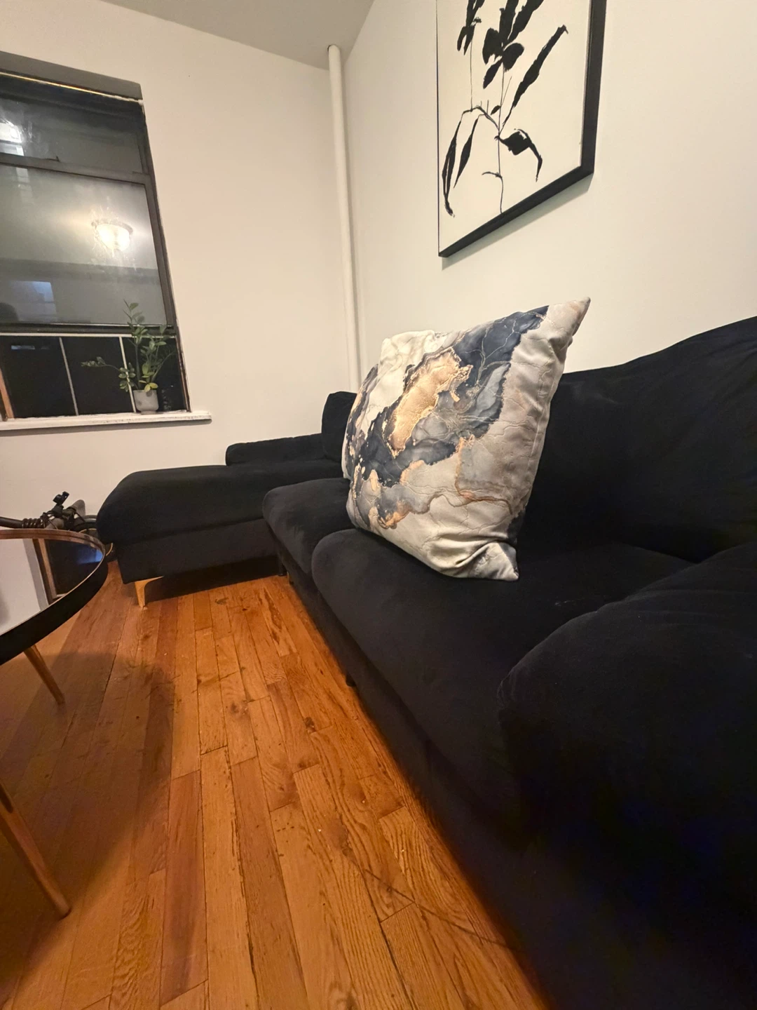 Black Sectional Sofa with coffee table and dining table - photo 3