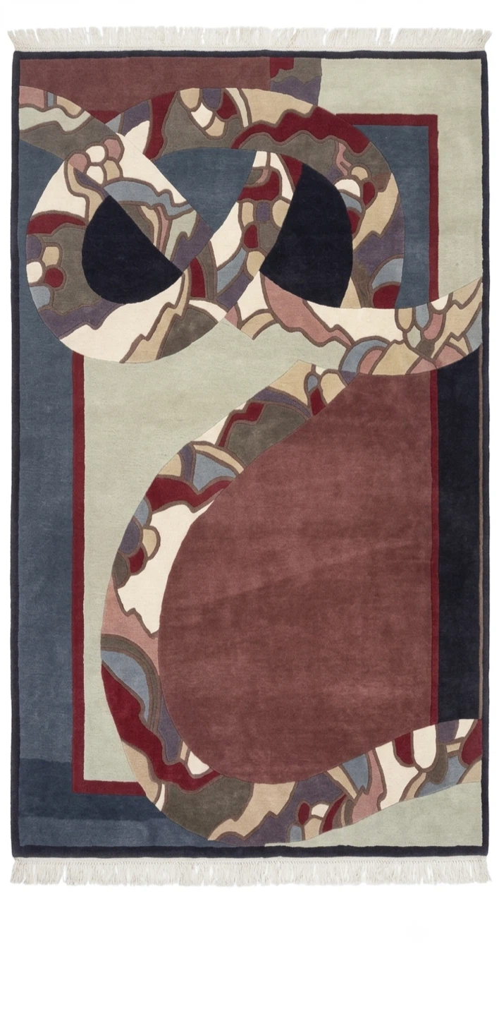 9x13 Art Deco Wool hand turfed Abstract Geometric Area Rug