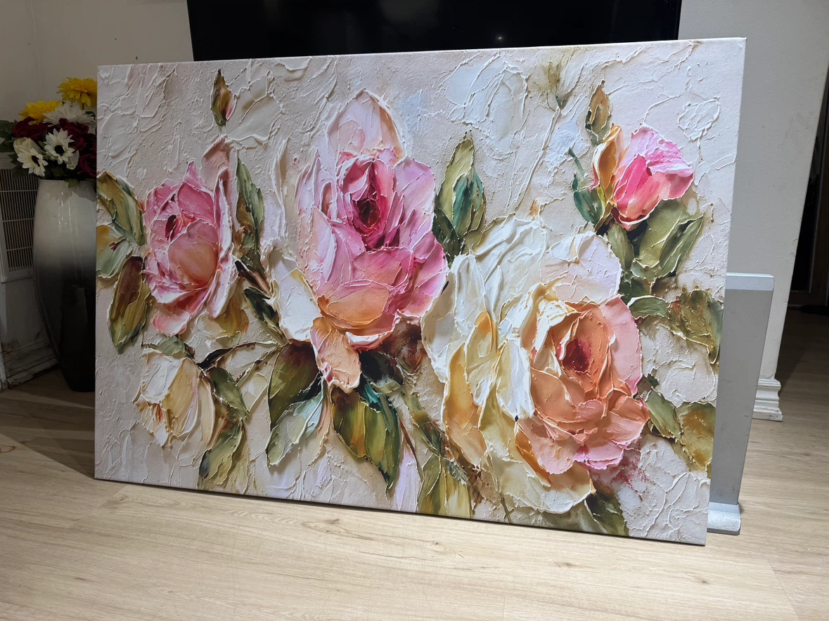 Textured Rose Floral Wall Art