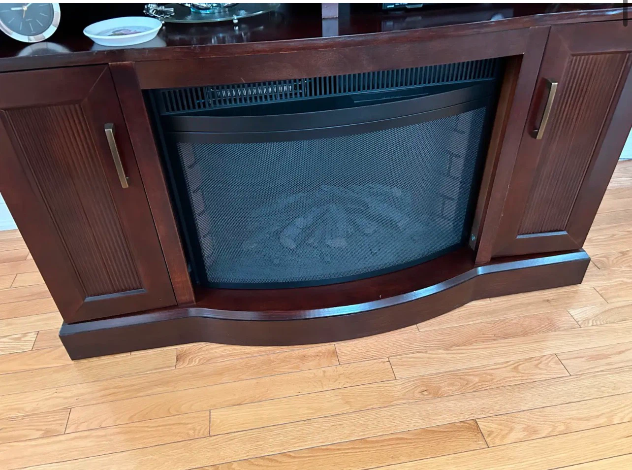 Dark Wood Electric Fireplace TV Stand