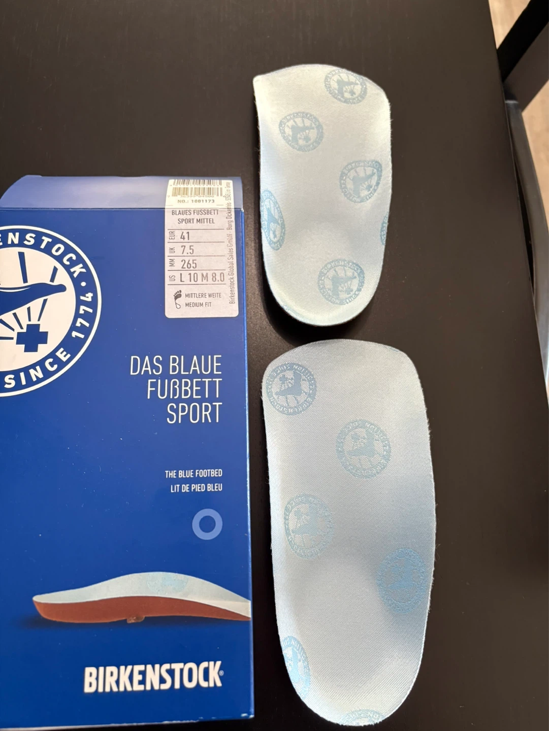 Birkenstock Blue Footbed Sport Insoles Size L (Men 8.0/Women 10)