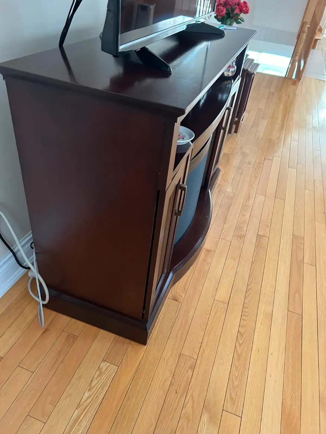 Dark Wood Electric Fireplace TV Stand - photo 2