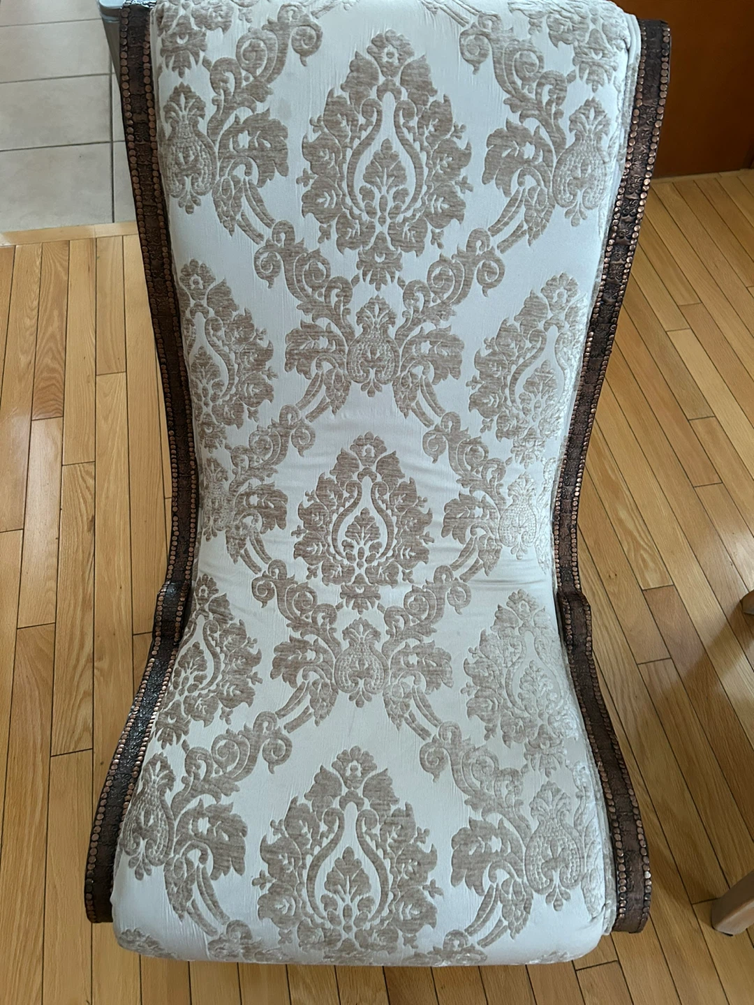 Ornate Accent Chair with Damask Upholstery