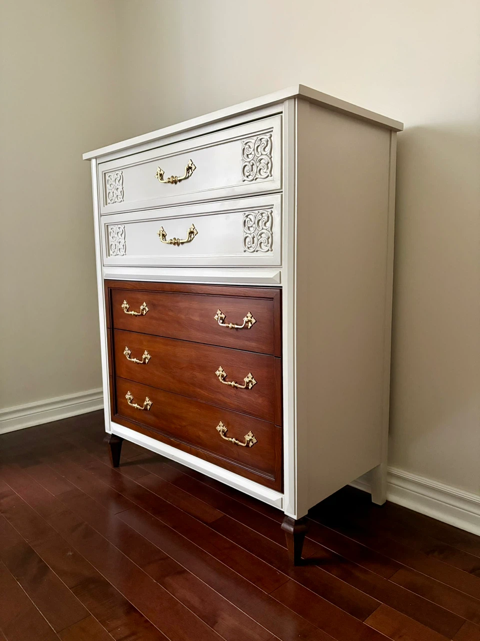 Vintage Dresser with Decorative Drawers