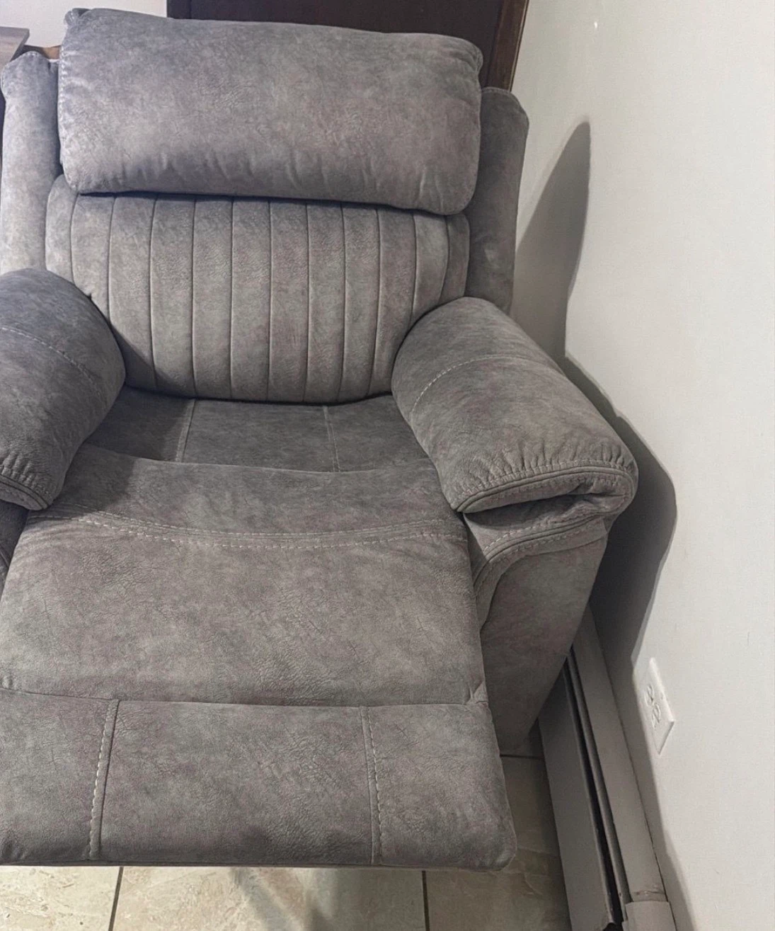 Gray Recliner and rocking Sofa