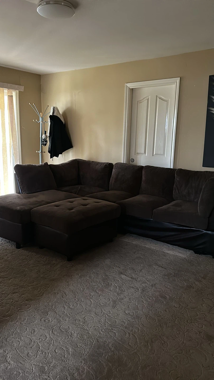 Brown Sectional Sofa with Ottomans