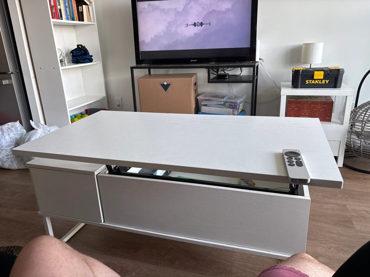 Lift Top Coffee Table with Storage - White - photo 3