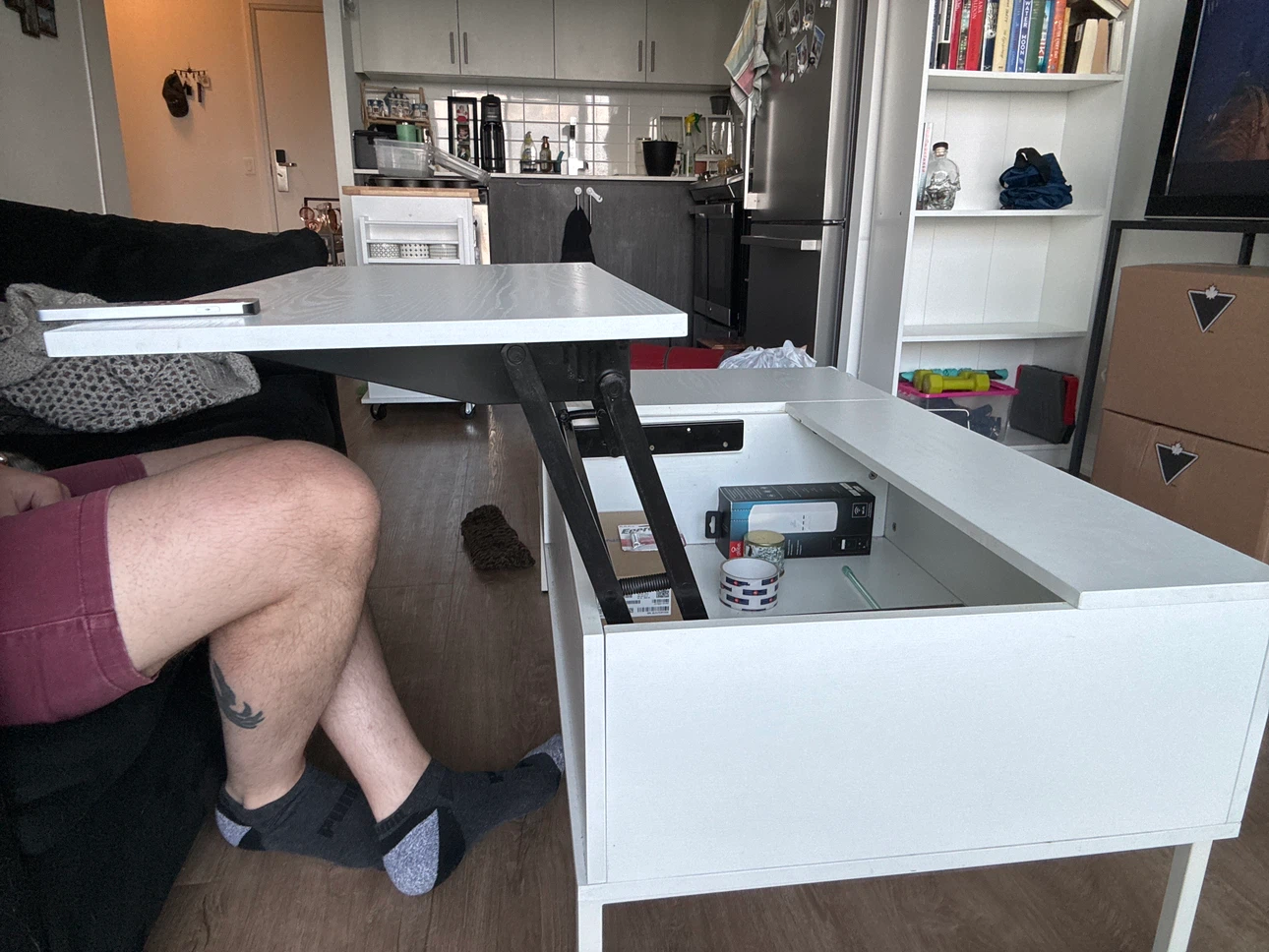 Lift Top Coffee Table with Storage - White - photo 5