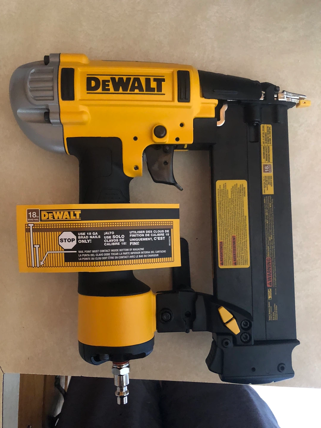 Dewalt Brad Nail gun 18 gauge w/ air comp. BRAND NEW