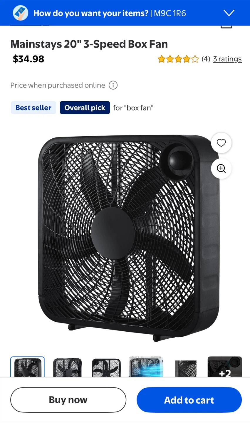 Mainstays 20" Box Fan