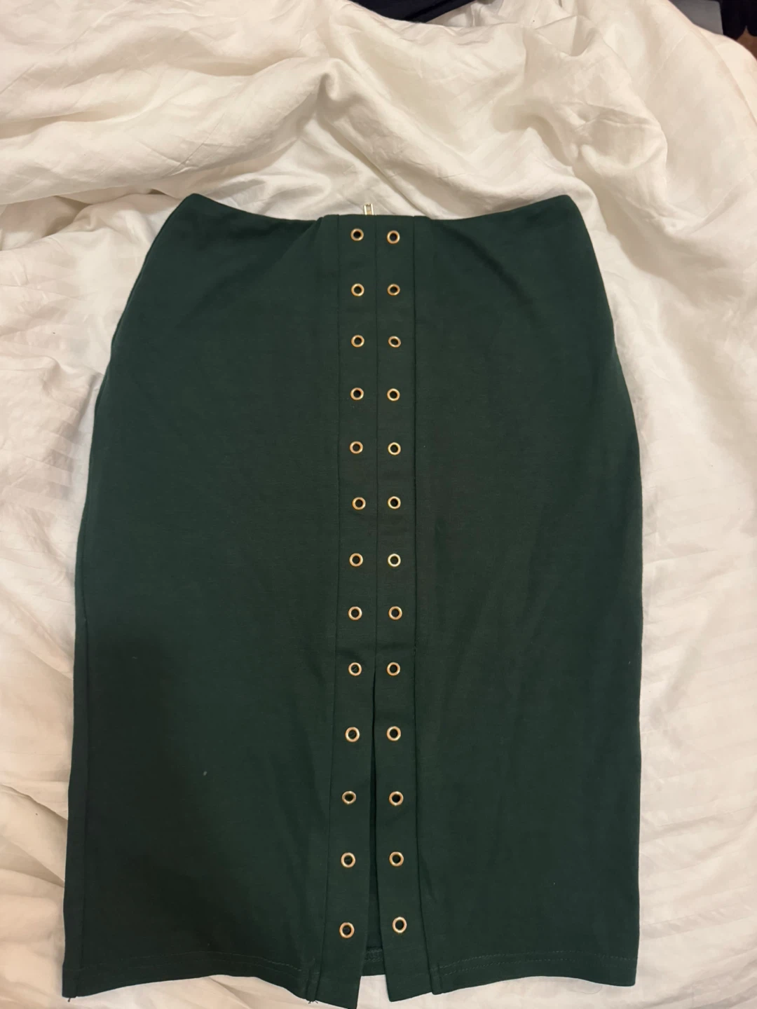 Green Eyelet Detail Pencil Skirt