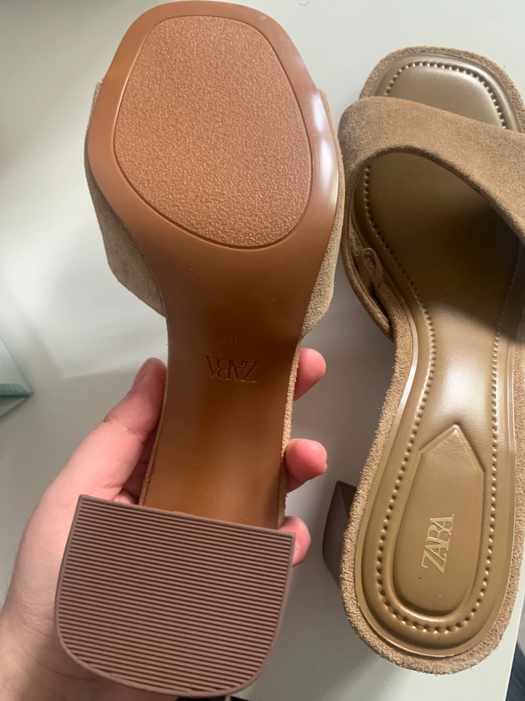 Zara Women's Brown Suede Block Heel Mules - photo 2