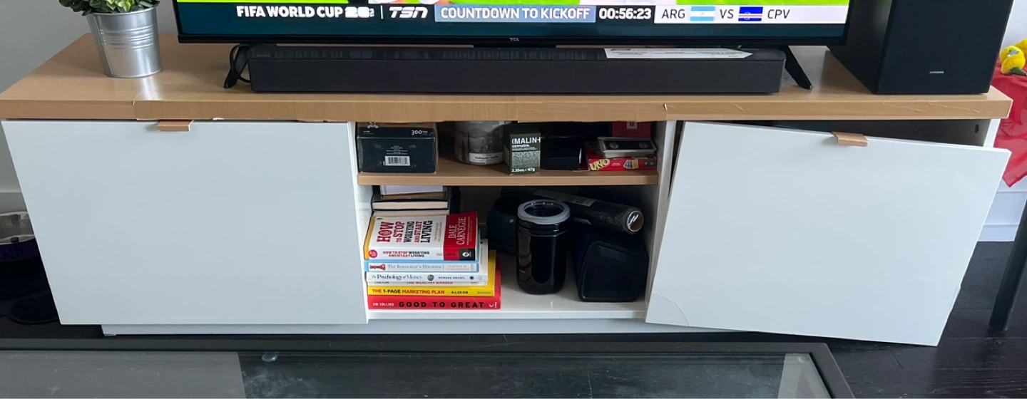 White TV Stand with Storage