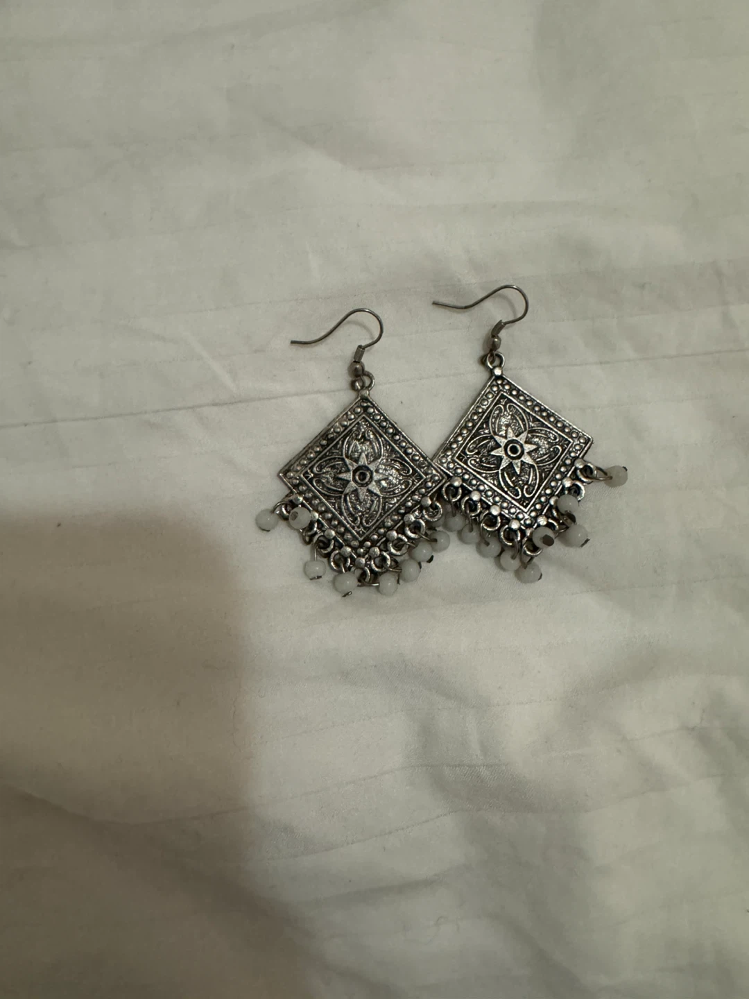 Silver-tone Square Drop Earrings