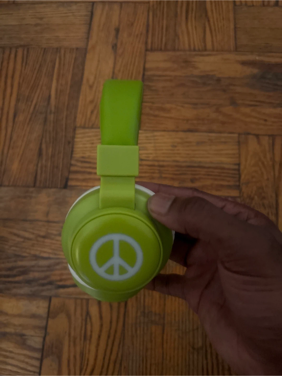 Lime Green Peace Sign Headphones - photo 2