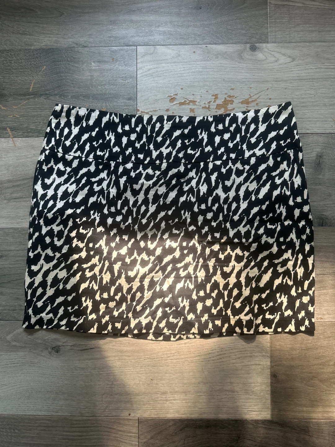 Black and White Animal Print Mini Skirt