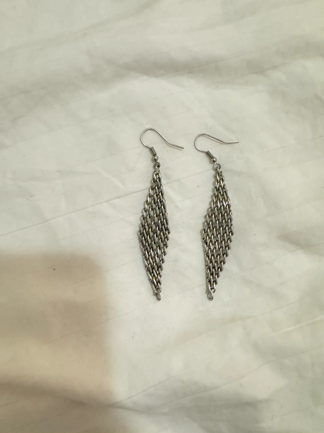 Silver Tone Dangling Chain Link Earrings