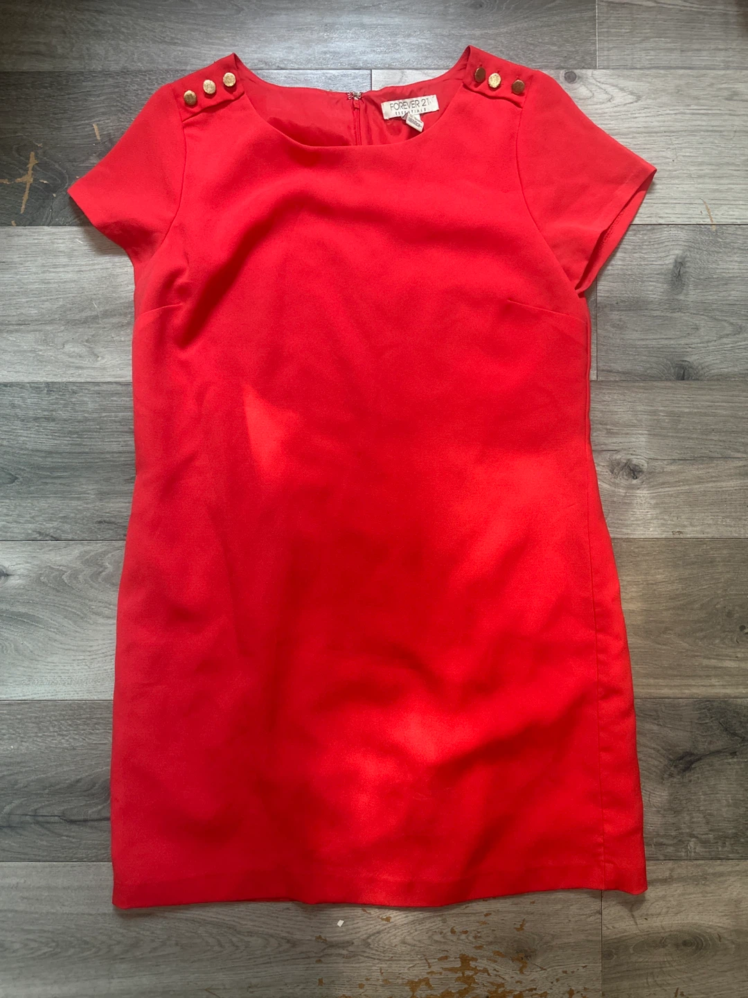 Forever 21 coral Short Sleeve Dress with Gold Buttons