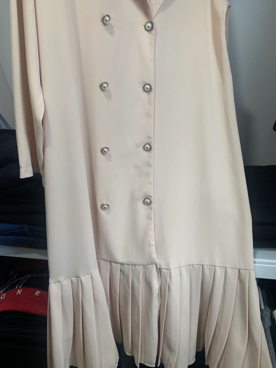 Women's Beige Blazer Dress with Pleated Skirt - photo 3