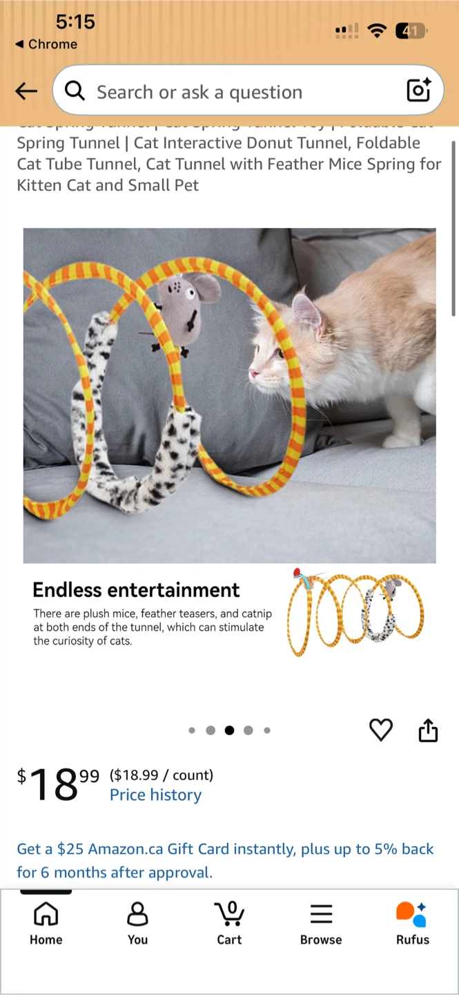 FOFOS Cat Interactive Spring Tunnel Toy