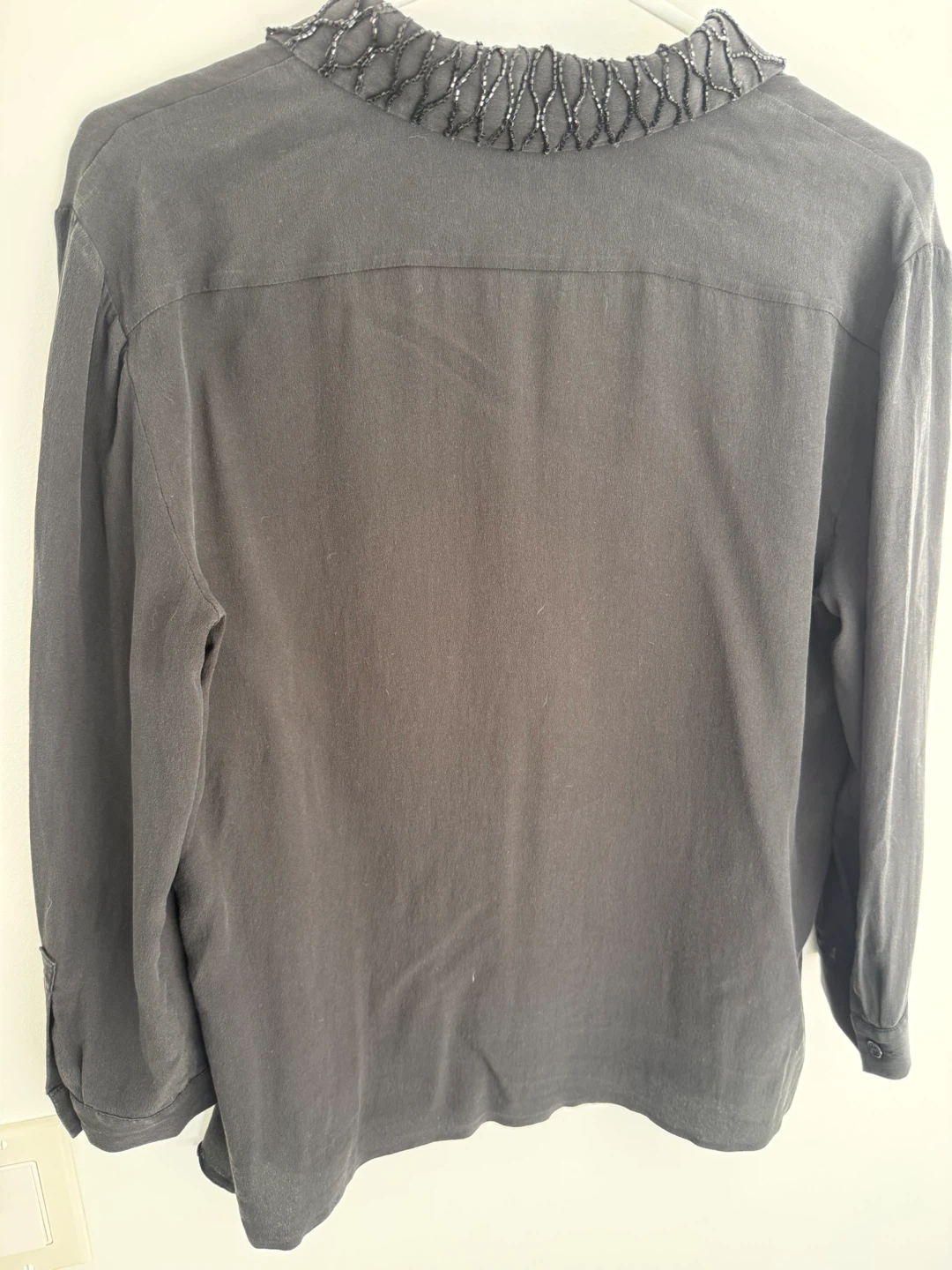 Prada Black Beaded Collar Button-Up Shirt silk - photo 3