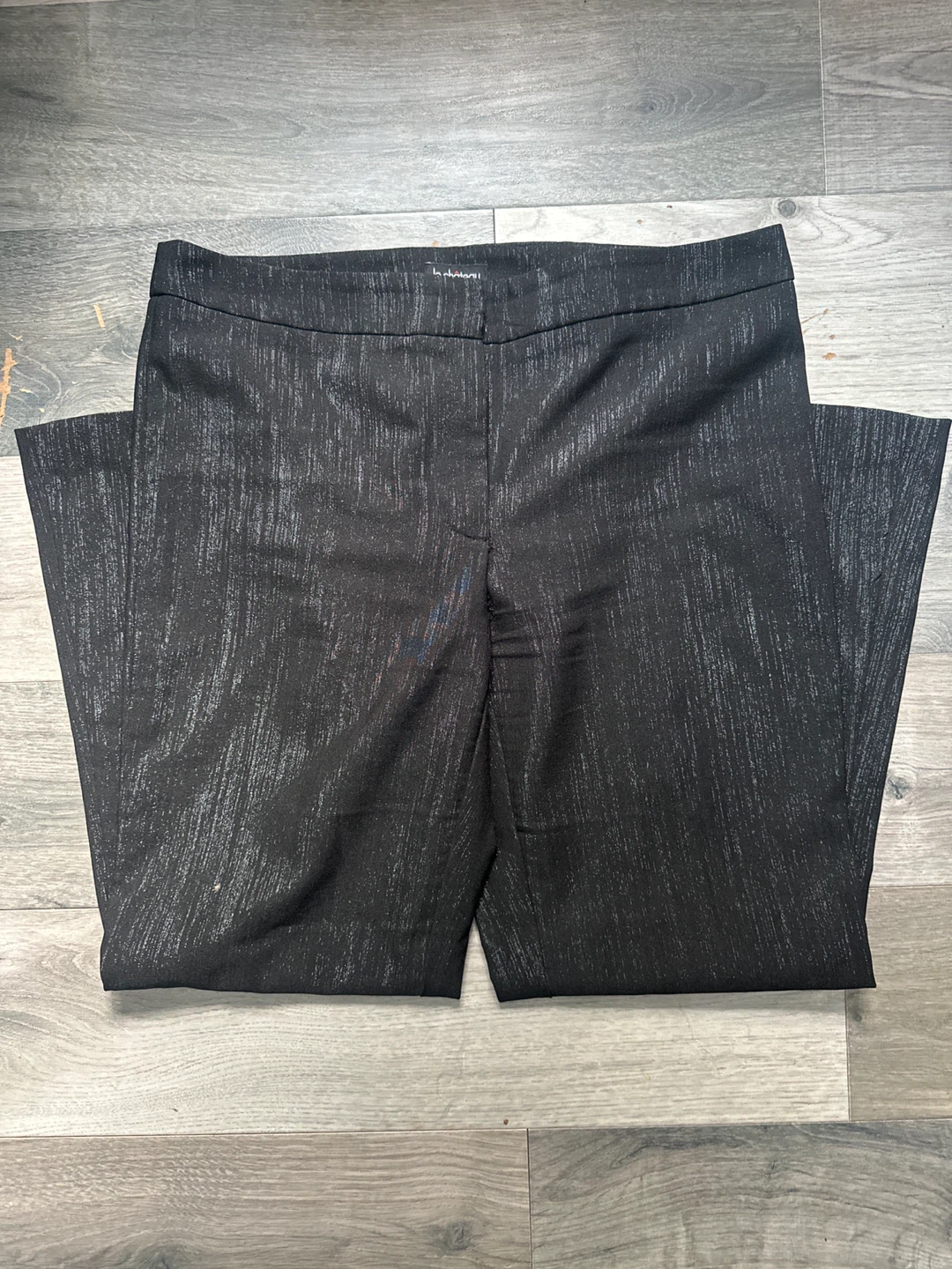 Women's Black Metallic Striped Dress Pants