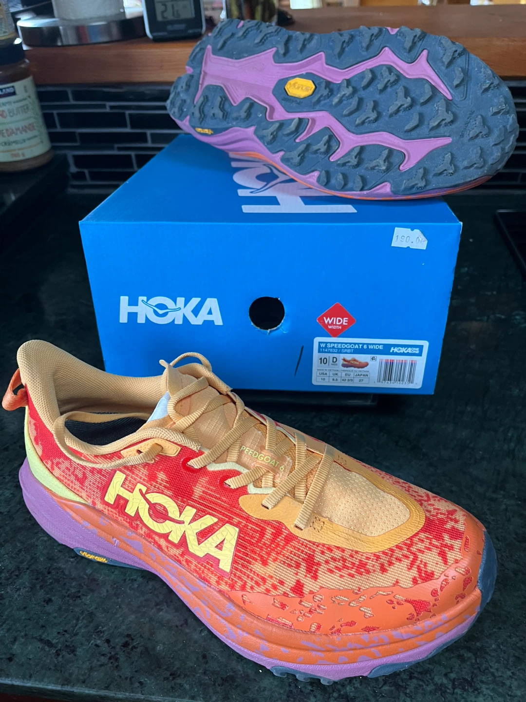Hoka Speedgoat 6 Wide Women's Trail Running Shoes - Orange/Red - photo 2