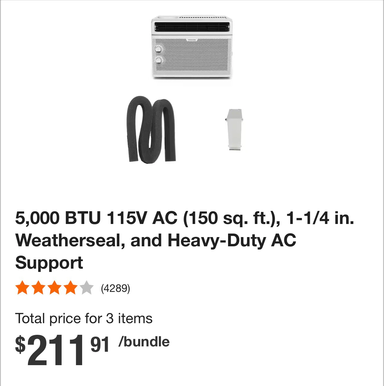 Toshiba 5,000 BTU Window Air Conditioner - photo 2