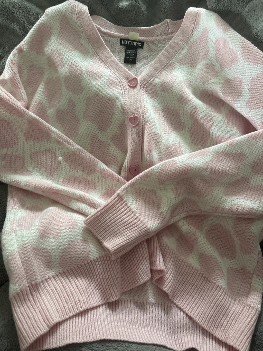 Hottopic Pink & White Cow Print Cardigan