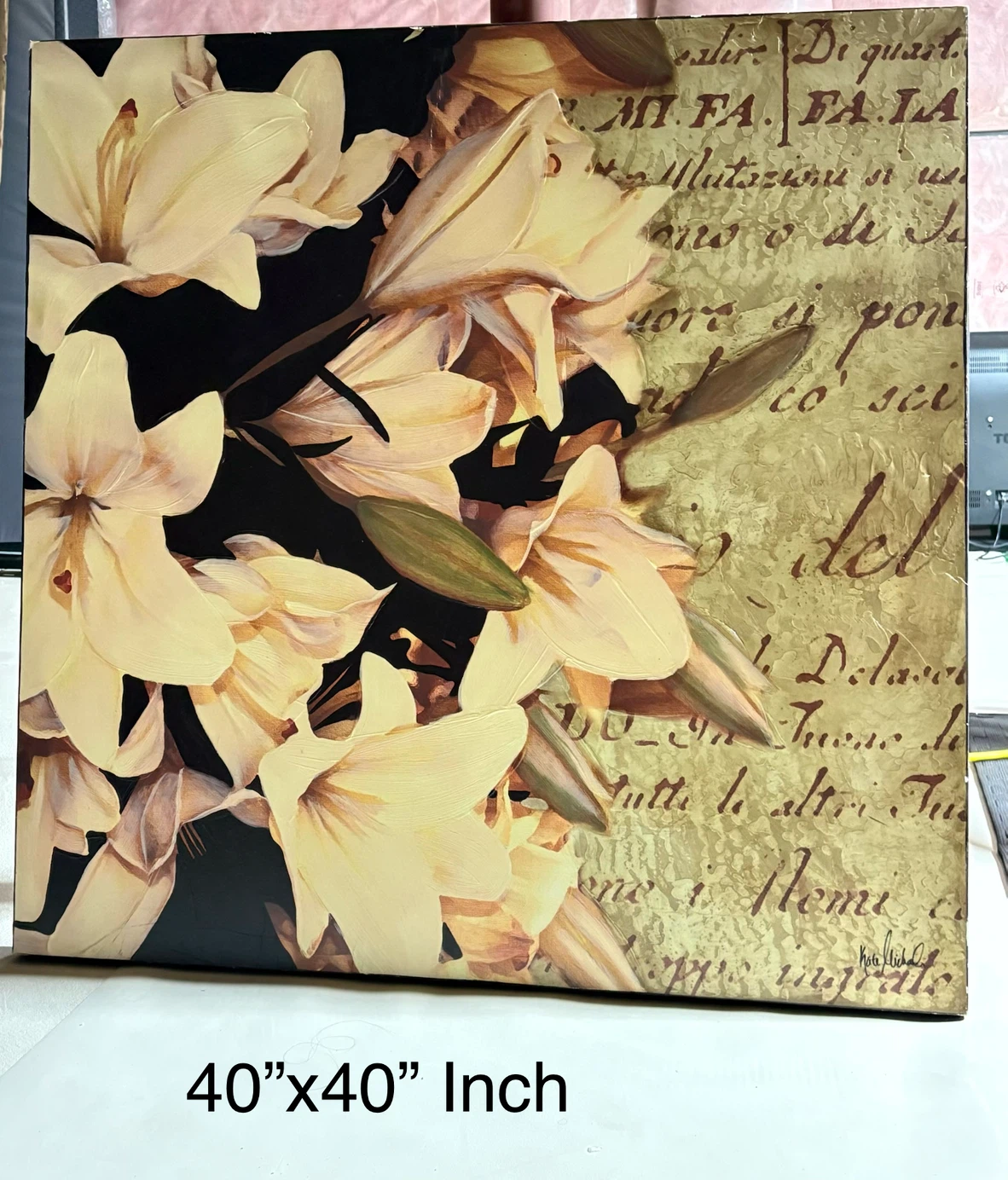 40"x40" Canvas Wall Art - Lily Flowers Painting