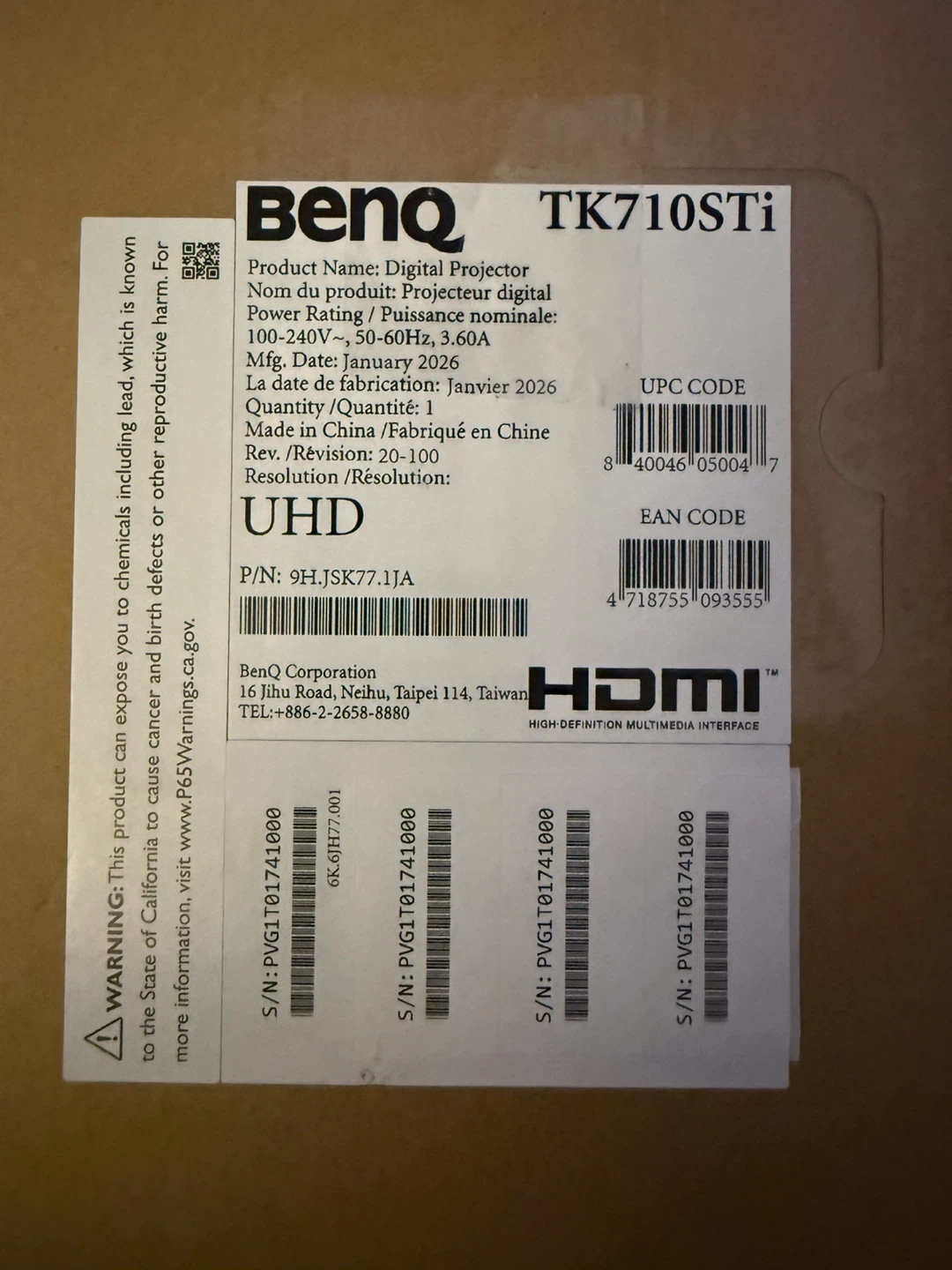 BenQ TK710STi Digital Projector - photo 3