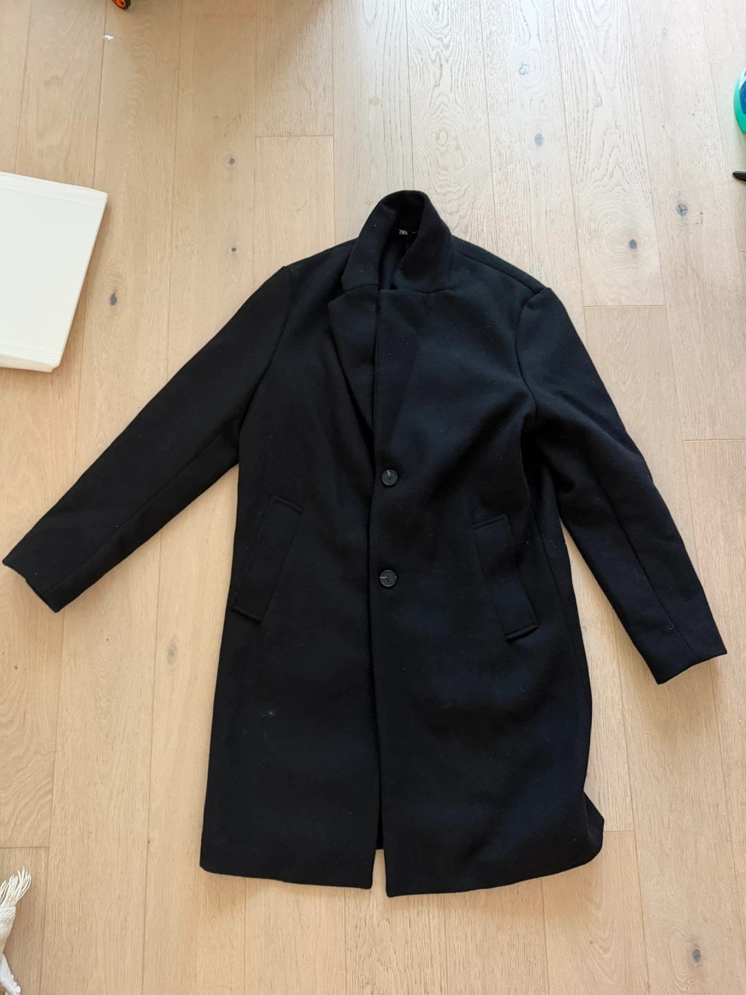 Zara Men's Black Wool Blend Trench Coat
